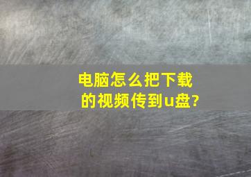 电脑怎么把下载的视频传到u盘?