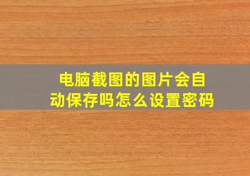 电脑截图的图片会自动保存吗怎么设置密码