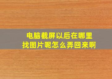 电脑截屏以后在哪里找图片呢怎么弄回来啊