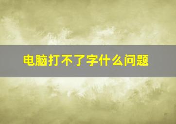 电脑打不了字什么问题