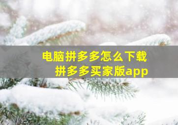 电脑拼多多怎么下载拼多多买家版app