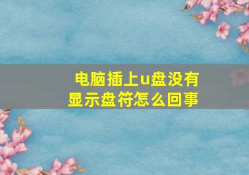 电脑插上u盘没有显示盘符怎么回事