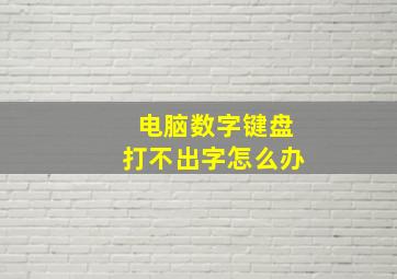 电脑数字键盘打不出字怎么办