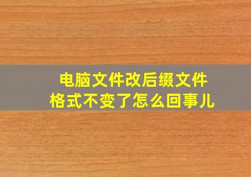 电脑文件改后缀文件格式不变了怎么回事儿