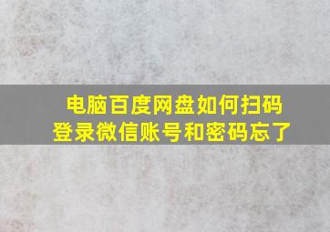 电脑百度网盘如何扫码登录微信账号和密码忘了