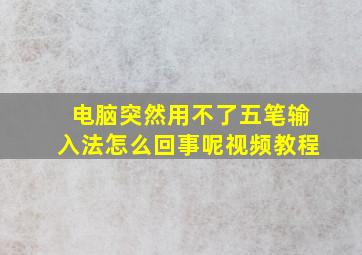 电脑突然用不了五笔输入法怎么回事呢视频教程