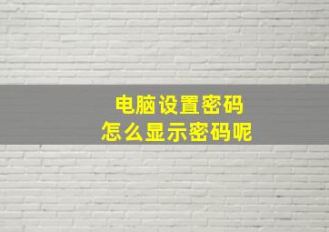 电脑设置密码怎么显示密码呢