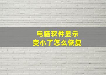 电脑软件显示变小了怎么恢复