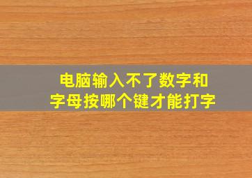 电脑输入不了数字和字母按哪个键才能打字