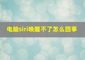 电脑siri唤醒不了怎么回事