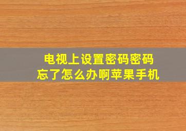 电视上设置密码密码忘了怎么办啊苹果手机