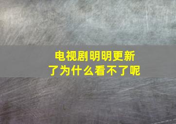 电视剧明明更新了为什么看不了呢