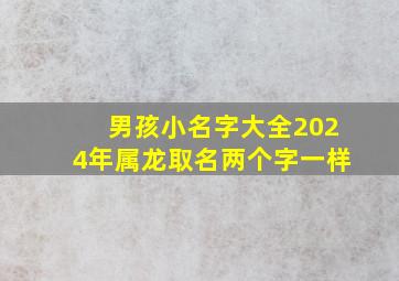 男孩小名字大全2024年属龙取名两个字一样