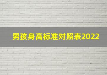 男孩身高标准对照表2022