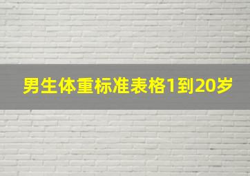 男生体重标准表格1到20岁