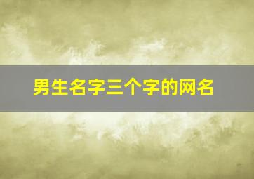 男生名字三个字的网名