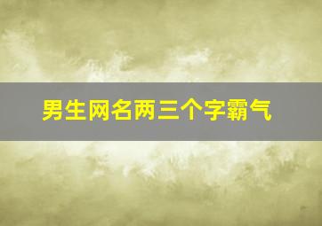 男生网名两三个字霸气