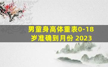 男童身高体重表0-18岁准确到月份 2023