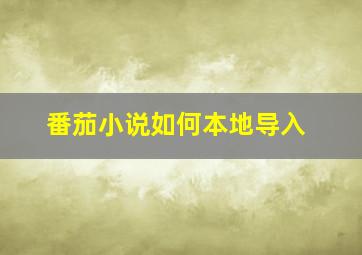 番茄小说如何本地导入