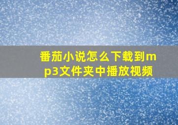 番茄小说怎么下载到mp3文件夹中播放视频