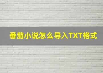 番茄小说怎么导入TXT格式