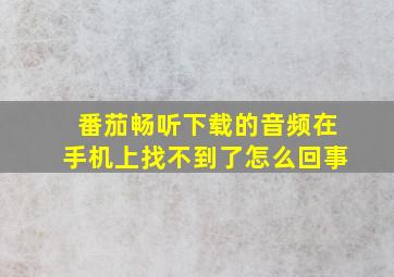 番茄畅听下载的音频在手机上找不到了怎么回事