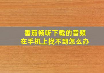 番茄畅听下载的音频在手机上找不到怎么办