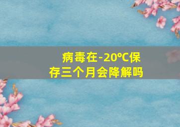 病毒在-20℃保存三个月会降解吗