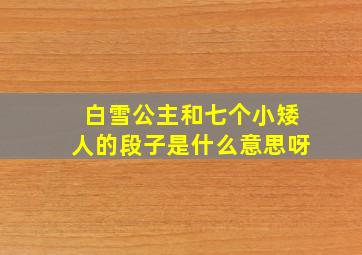 白雪公主和七个小矮人的段子是什么意思呀