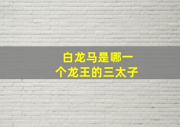 白龙马是哪一个龙王的三太子