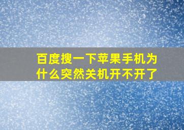 百度搜一下苹果手机为什么突然关机开不开了