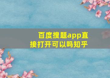 百度搜题app直接打开可以吗知乎