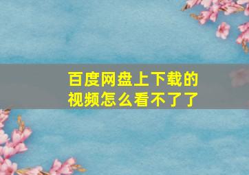 百度网盘上下载的视频怎么看不了了