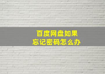 百度网盘如果忘记密码怎么办