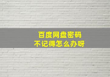 百度网盘密码不记得怎么办呀