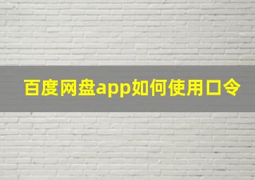 百度网盘app如何使用口令