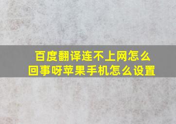 百度翻译连不上网怎么回事呀苹果手机怎么设置