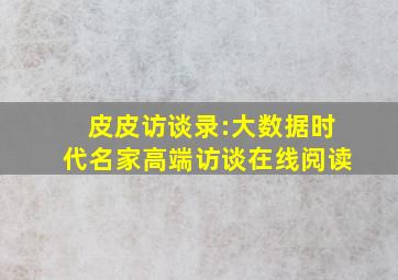 皮皮访谈录:大数据时代名家高端访谈在线阅读