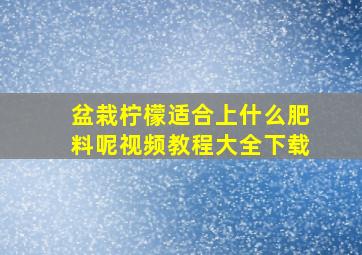 盆栽柠檬适合上什么肥料呢视频教程大全下载