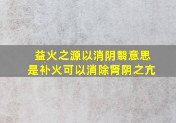 益火之源以消阴翳意思是补火可以消除肾阴之亢