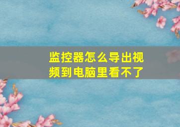 监控器怎么导出视频到电脑里看不了