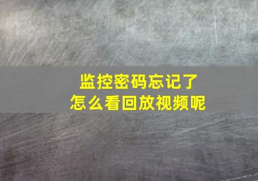 监控密码忘记了怎么看回放视频呢