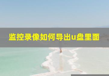 监控录像如何导出u盘里面