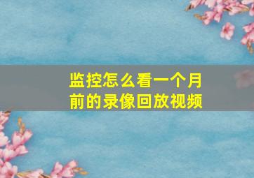 监控怎么看一个月前的录像回放视频