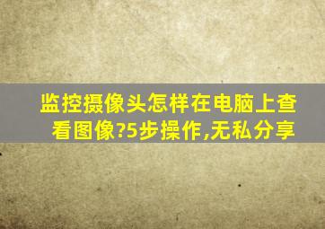 监控摄像头怎样在电脑上查看图像?5步操作,无私分享