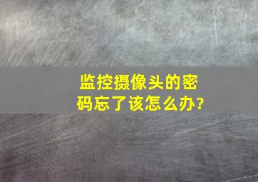 监控摄像头的密码忘了该怎么办?