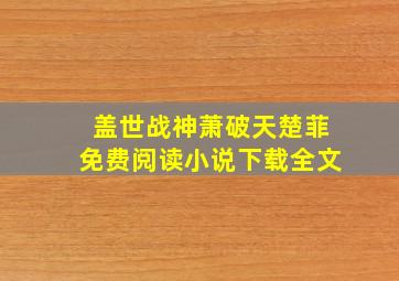 盖世战神萧破天楚菲免费阅读小说下载全文