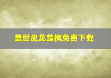 盖世战龙楚枫免费下载