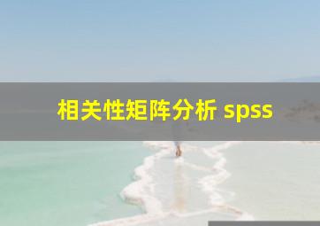 相关性矩阵分析 spss