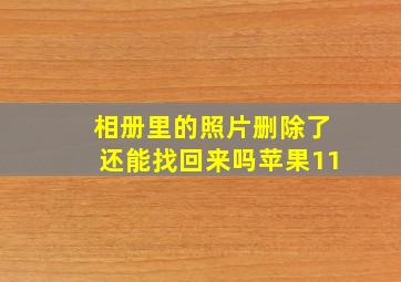 相册里的照片删除了还能找回来吗苹果11